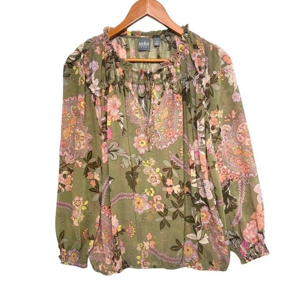 SOHO JEANS NY&CO | Women's Floral Blouse| Floral Sheer Top Size Medium - Picture 1 of 14